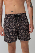 Bermuda playera negra con palmeras estampadas