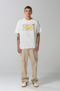 Camiseta de Snoopy oversize crema con manga corta