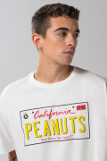 Camiseta de Snoopy oversize crema con manga corta