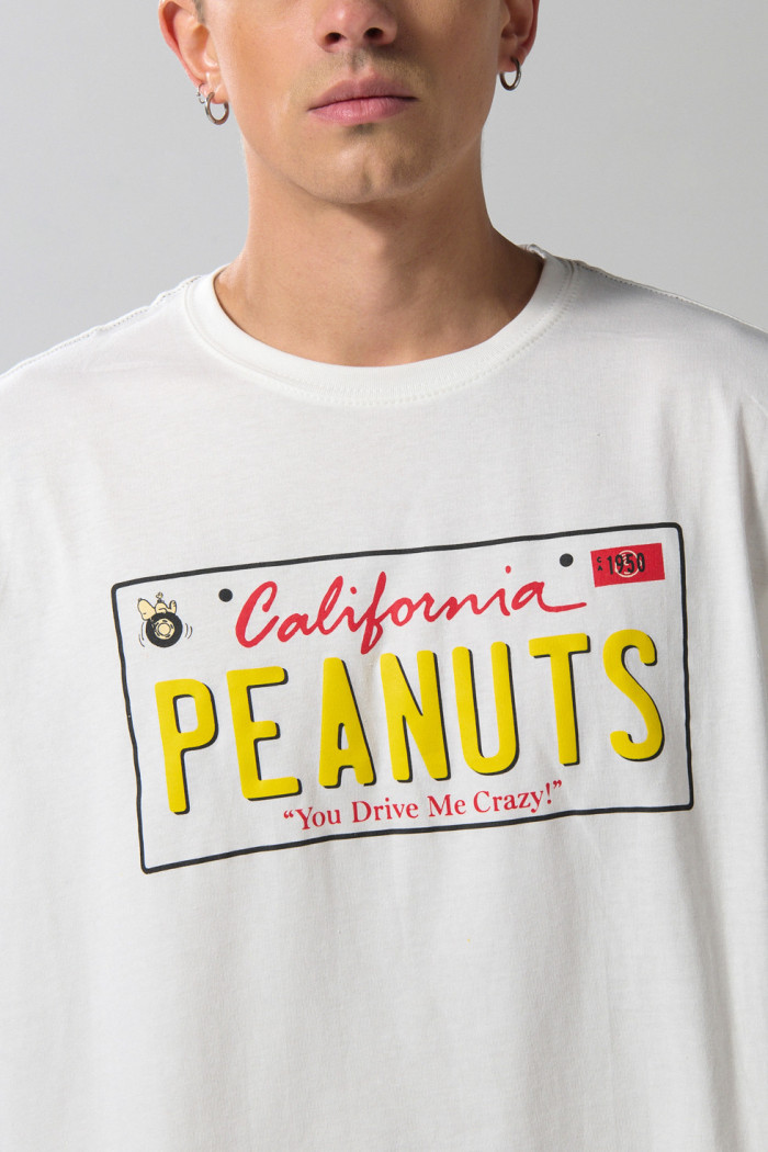 Camiseta de Snoopy oversize crema con manga corta