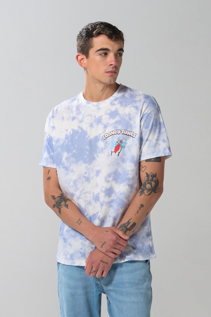 Camiseta crema tie dye manga corta de Looney Tunes