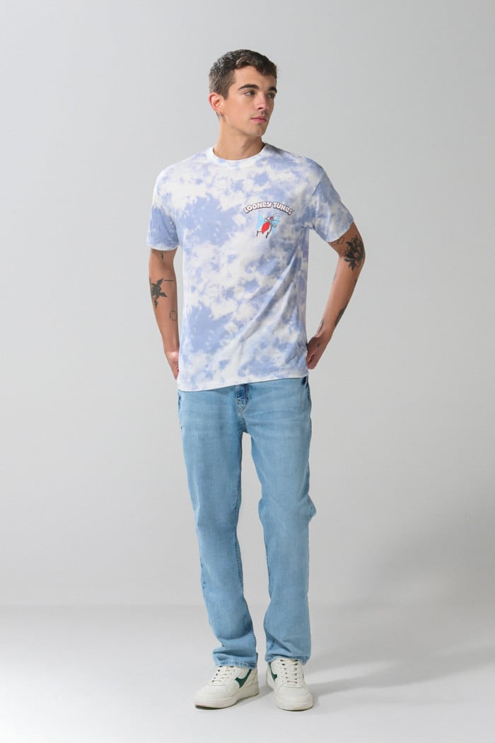 Camiseta crema tie dye manga corta de Looney Tunes