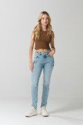 Jean tiro alto jegging ceñido azul claro con bolsillos