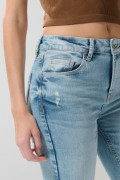 Jean tiro alto jegging ceñido azul claro con bolsillos