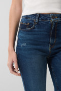 Jean tiro súper alto jegging azul oscuro con rotos en frente