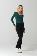Jean jegging ceñido negro con cremallera y tiro alto
