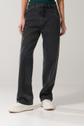 Jean bota recta 90´S gris oscuro con tiro alto