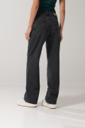 Jean bota recta 90´S gris oscuro con tiro alto