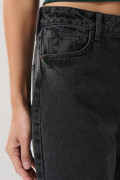 Jean bota recta 90´S gris oscuro con tiro alto