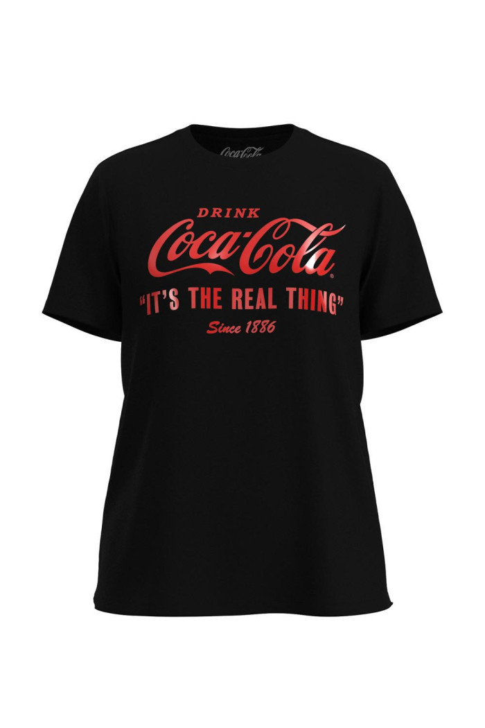 Camiseta cuello redondo unicolor con diseño de Coca-Cola
