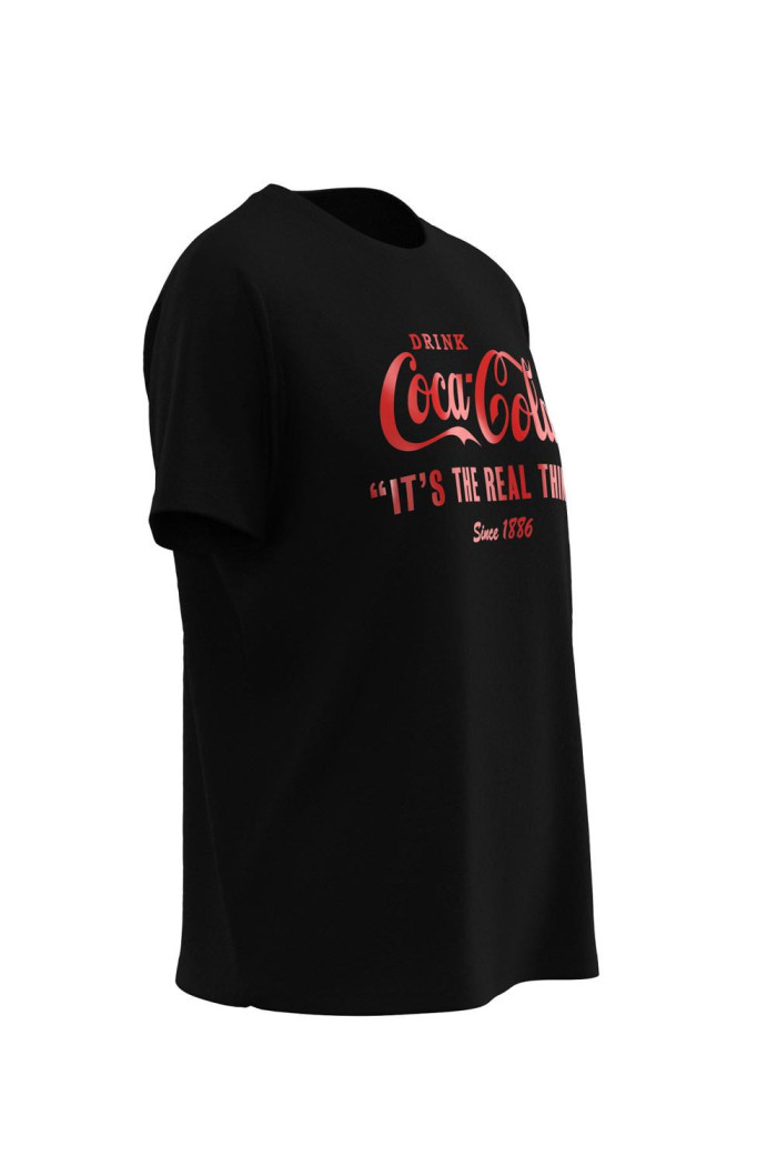 Camiseta cuello redondo unicolor con diseño de Coca-Cola