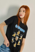 Camiseta unicolor con diseño de Garfield y manga corta
