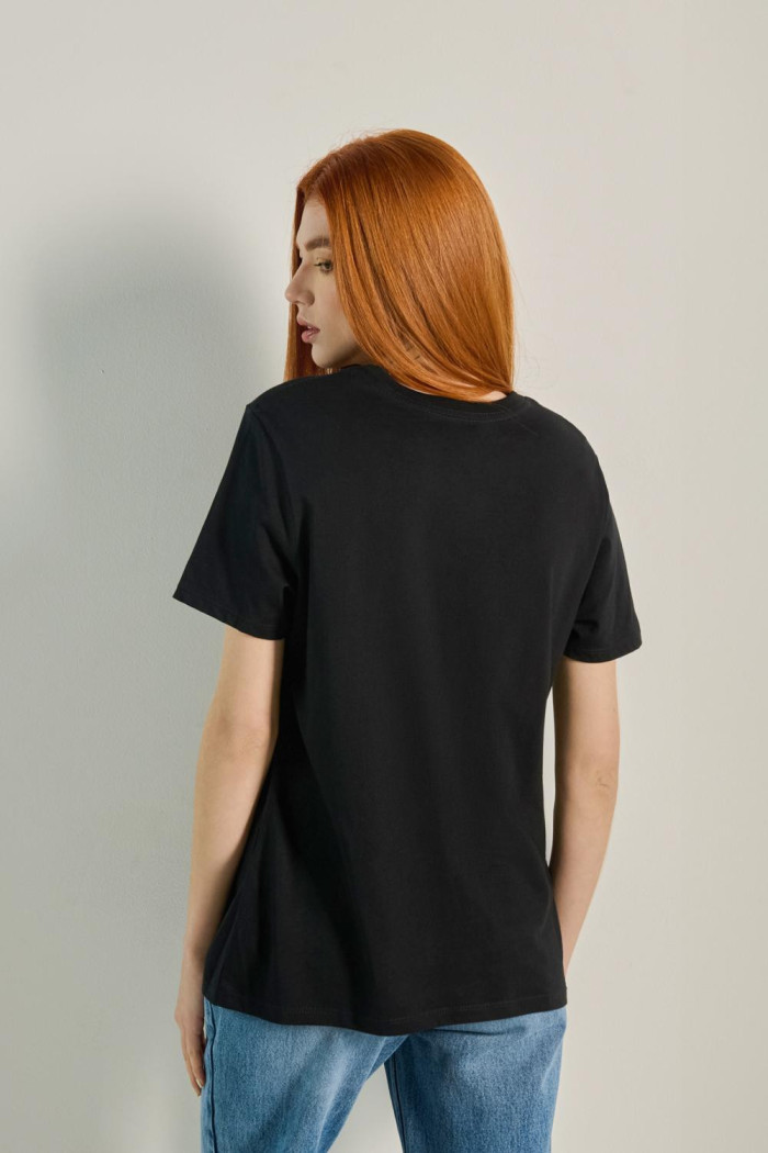 Camiseta unicolor con diseño de Garfield y manga corta