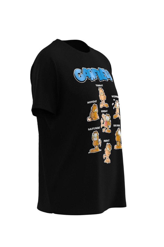 Camiseta unicolor con diseño de Garfield y manga corta