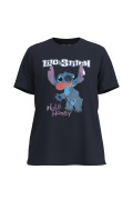 Camiseta unicolor con cuello redondo y diseño de Stitch