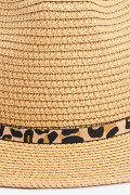 Sombrero fedora kaki con cinta animal print