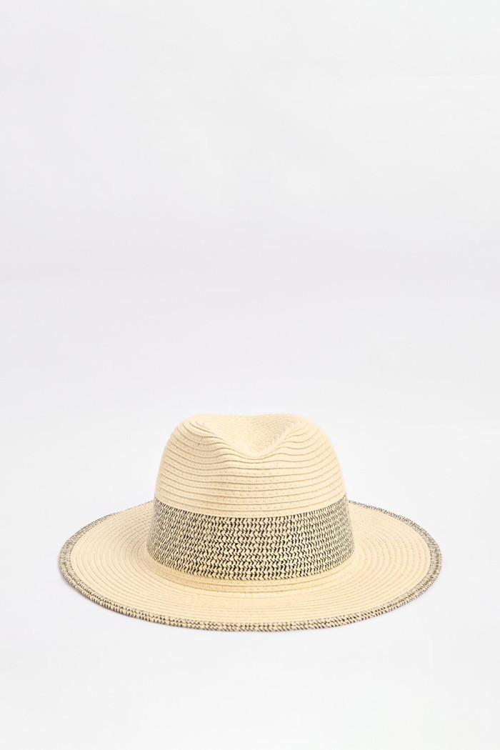 Sombrero fedora kaki claro con franja en contraste