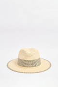 Sombrero fedora kaki claro con franja en contraste