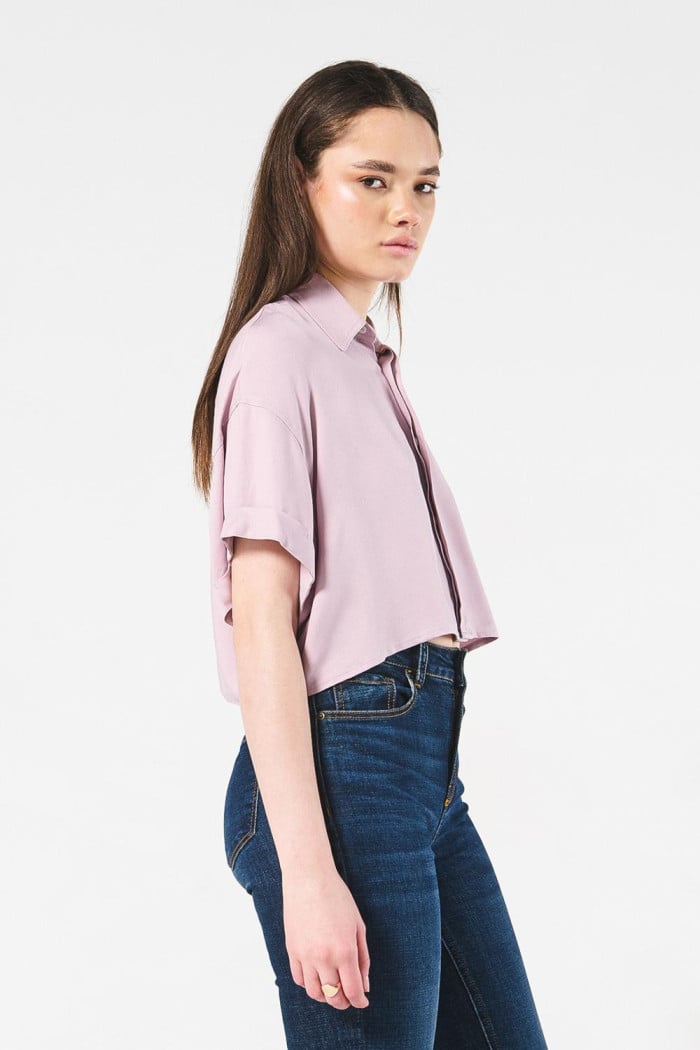 BLUSA UNICOLOR/RAYON, CAMISERA CROP MC