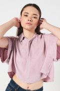BLUSA UNICOLOR/RAYON, CAMISERA CROP MC
