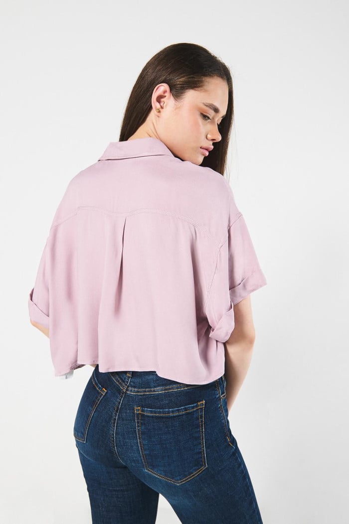 BLUSA UNICOLOR/RAYON, CAMISERA CROP MC