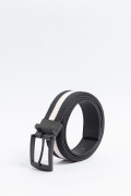 Cinturón reversible negro con detalle en reata azul