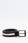Cinturón reversible negro con detalle en reata azul