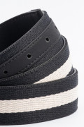 Cinturón reversible negro con detalle en reata azul