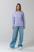 Buzo lila perchado oversize con cuello redondo
