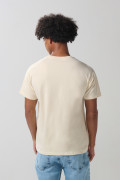 Camiseta en algodón kaki manga corta con arte de playa
