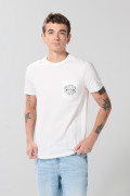 Camiseta college crema clara manga corta con bolsillo