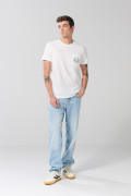 Camiseta college crema clara manga corta con bolsillo