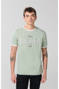 Camiseta college verde clara con contrastes y manga corta