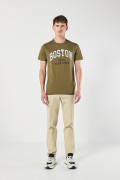 Camiseta manga corta verde oscura en algodón college