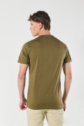 Camiseta manga corta verde oscura en algodón college