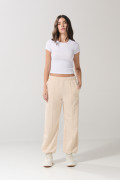 Camiseta en rib blanca ajustada con manga corta