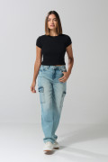 Camiseta ajustada manga corta unicolor en rib