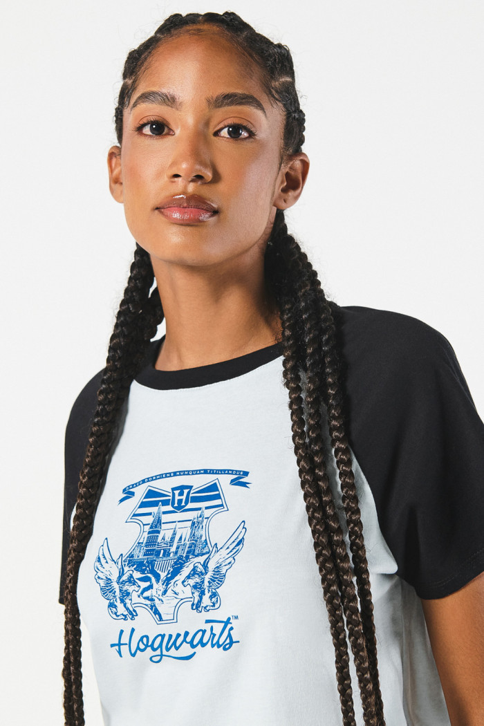 Camiseta de Harry Potter azul clara con manga ranglan corta