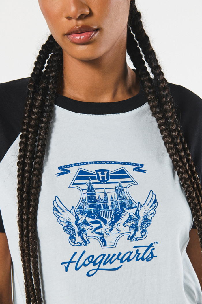 Camiseta de Harry Potter azul clara con manga ranglan corta