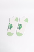 Medias tobilleras cremas con diseño de cactus y contrastes