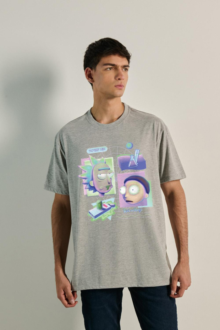 Camiseta unicolor oversize de Rick and Morty manga corta