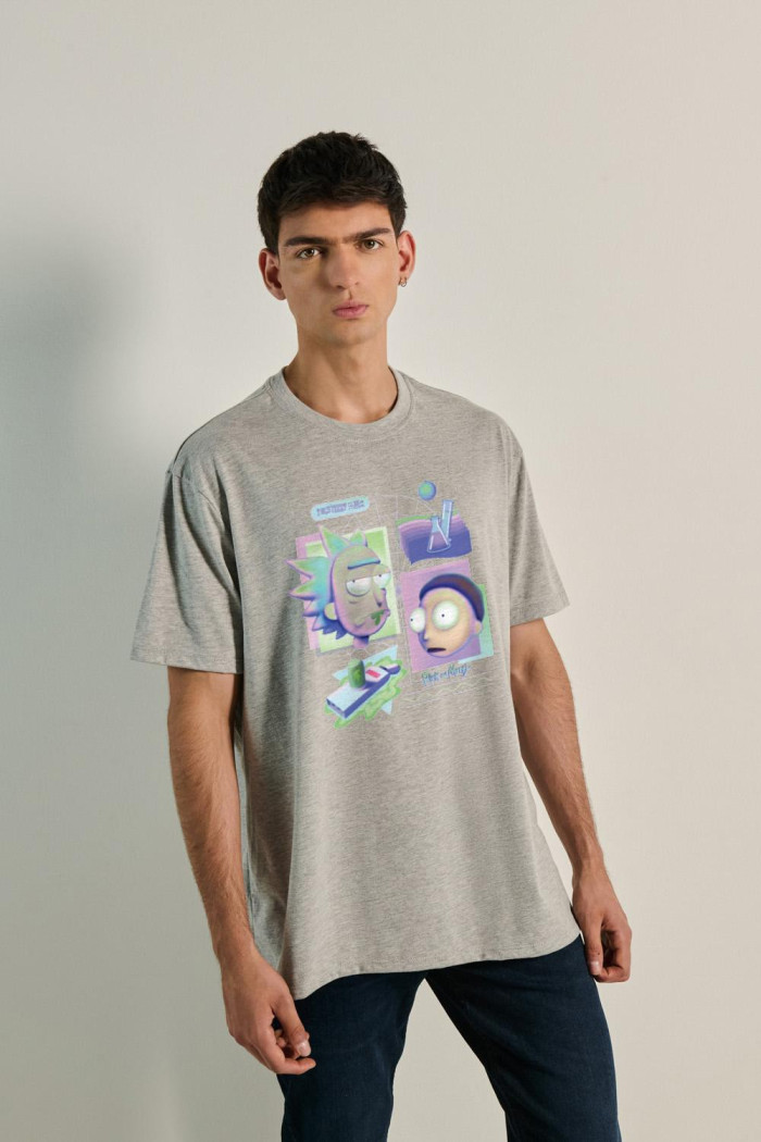Camiseta unicolor oversize de Rick and Morty manga corta