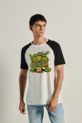 Camiseta unicolor manga ranglan con arte de Tortugas Ninja