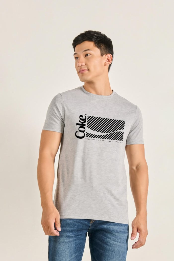 Camiseta manga corta unicolor en algodón de Coca-Cola