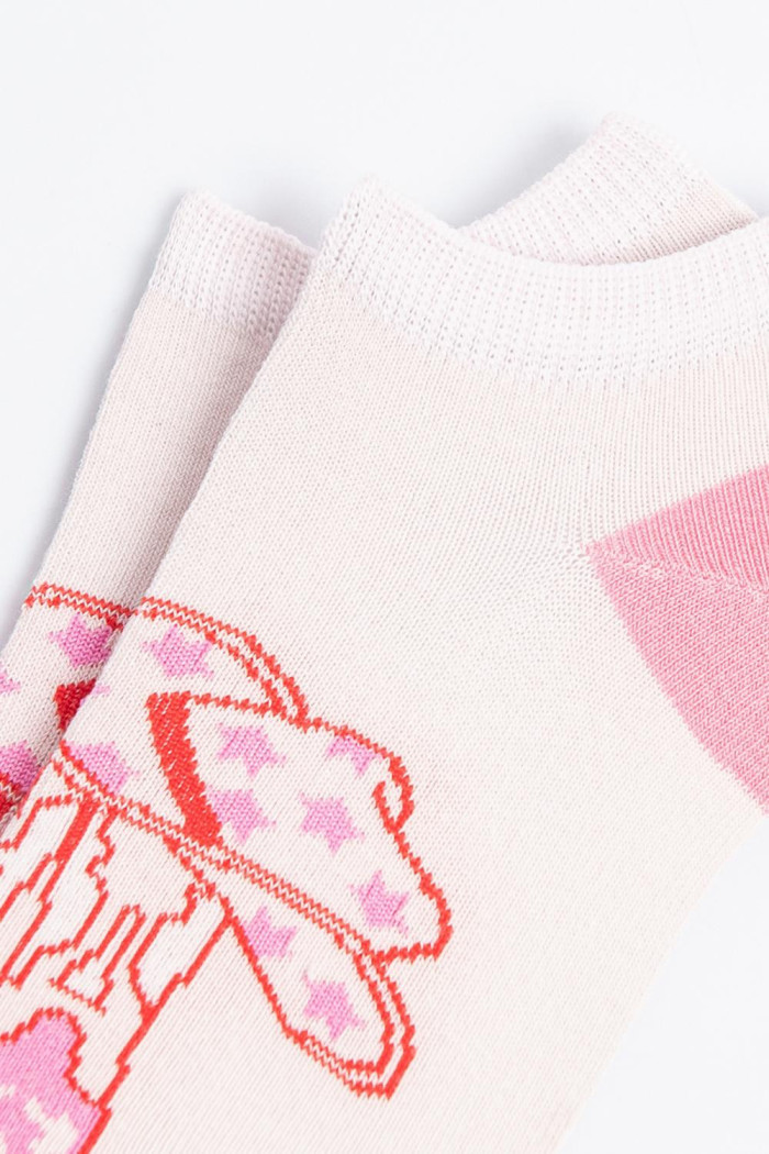 Medias rosadas tobilleras con diseño vaquero