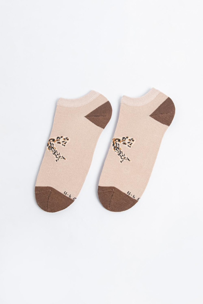 Medias kakis cortas con diseño de moño animal print
