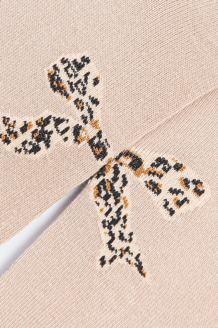 Medias kakis cortas con diseño de moño animal print