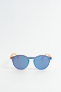 Gafas amarillas de sol con marco redondo y lentes azules