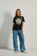 Camiseta manga corta unicolor con estampado de Hello Kitty