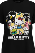 Camiseta manga corta unicolor con estampado de Hello Kitty